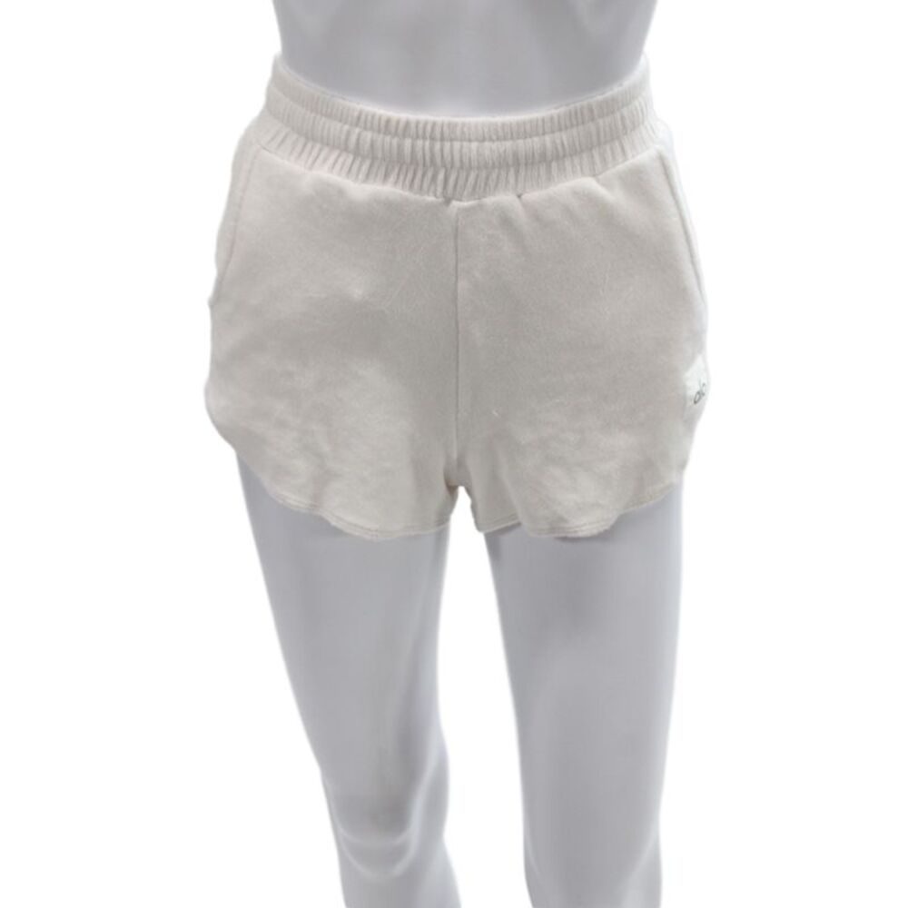 Alo Womens Ivory Sweat Shorts Cotton Athleisure Size XS